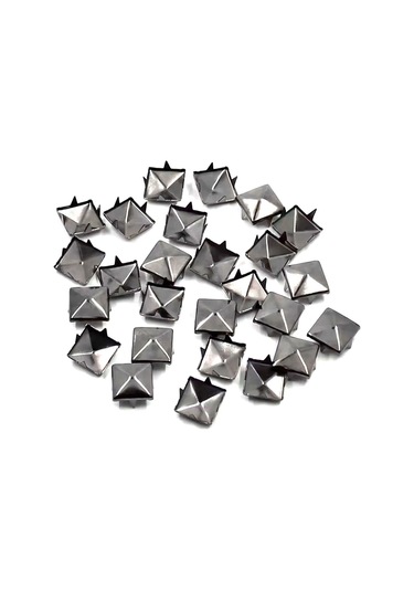 Süs Tırnaklı Platin Çakma Kare Piramit 7 Mm 20 Adet Metal Trok