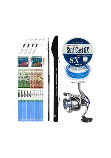 Yekoutdoor Surf Olta Seti Okuma Obsidian Super Light Tele Surf 420cm 100-220gr 5 Parça Olta Kamışı&okuma Safina Pro Snp-8000 Olta Makinesi