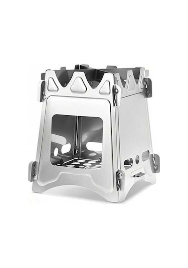 Tongxida Aomiun Ws009s Çelik Kapaklı Küçük Boy Katlanabilir Odun Ocağı, 20x20 Saklama Çantası İçeren Paket Gümüş Gümüş