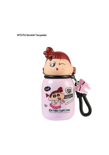 Crayon Shin-chan Mini Termos Fincanı Güzel Görünümlü 330ml Fincan Pembe