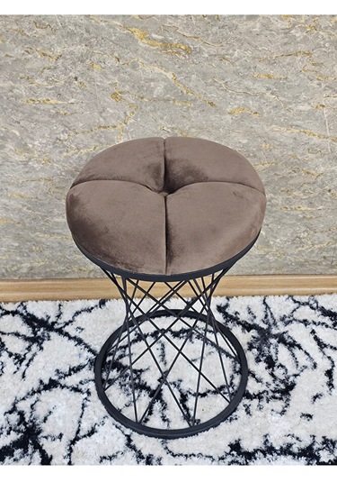 Yuvarlak Siyah Boyalı Puf Oturak - Bench - Ayak Ucu Oturak - Tabu Çok Renki