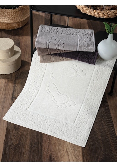 2'li Set %100 Pamuk Ayak İzli Havlu Takımı -yüksek Su Emici Bej