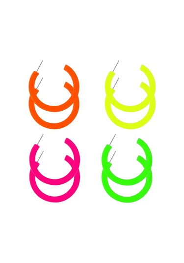 Vkemall 4 Çift Akrilik C-shape Neon Küpe Turuncu/sarı/yeşil/pembe - Hafif, Dayanıklı, Partiler Ve Gündelik Kullanıma Uygun 4.5 Cm Rose