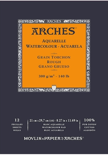 Arches Sulu Boya Blok Defter Rough 300g 12 Yaprak 21x29.7