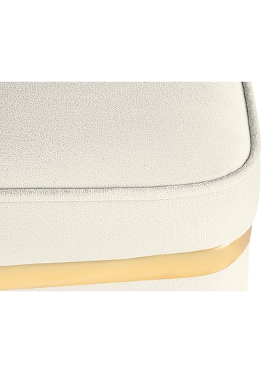 Zengo Gold Twin Line Kare Puf -beyaz Kumaş, Dekoratif Makyaj Masası Pufu-modern Style