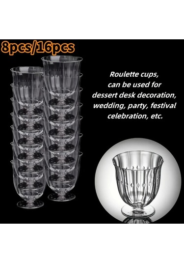 Willowhaven 8 Parça Elmas Desenli Şık Uzun Bardak - Pasta, Dondurma, Çay İçin Dayanıklı