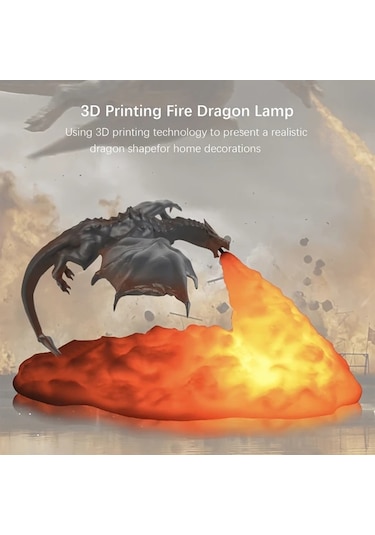 Fochsia Shenzhi Tech 3d Baskılı Led Ejderha Gece Lambası - Usb Şarjlı Anime Lamba