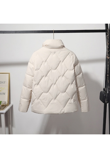 Yeni Kısa, Şık, Dik Yaka, Çok Yönlü, Sıcak, Zayıflama Kadın Pamuklu Ceket Siyah