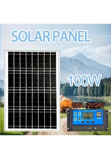 Elmpaly 1 Adet Dc Portlu 100a Kontrollü 12v/24v Çıkışlı Su Geçirmez Taşınabilir Güneş Paneli