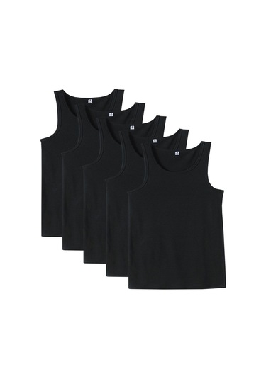 5 Adet Erkek Büyük Beden Battal Boy 105 Kilo - 205 Kilo Arası İçin Uygun Redzone Klasik Pamuk Atlet Siyah