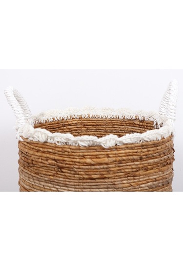 Trabzon 37x40x48 Cm. Doğal Abaka El Yapımı Sepet L - Bej