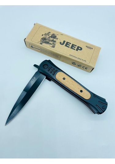 Jeep Ahşap Kasa Yandan Çıkma Kamp Çakı //23cm--ja23 Siyah