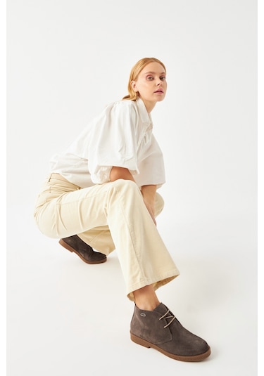 Gönderi R Vizon Süet Oxford Kalıp Kauçuk Taban Hakiki Deri Bot Vizon-Süet