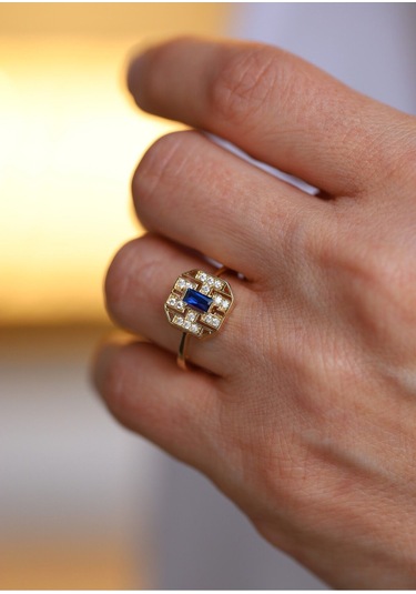 Yenigün Kuyumculuk 14 Ayar Altın Mavi Taşlı Yüzük Tyc69efa4f65462690