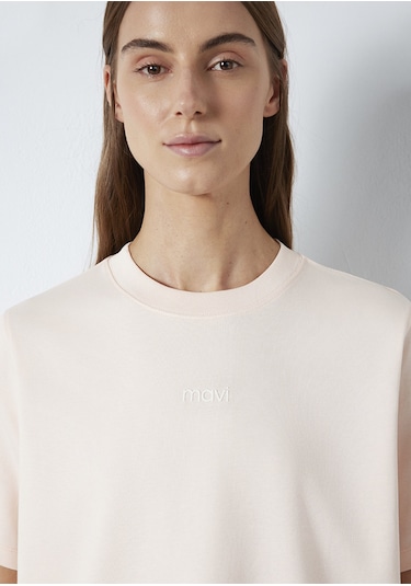 Mavi - Mavi Logo Baskılı İnterlok Pembe Tişört 1612829-71121 Pembe