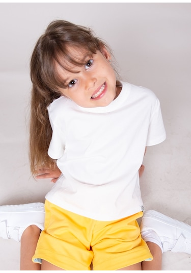 %100 Organik Pamuk Unisex Çocuk Tshirt Beyaz