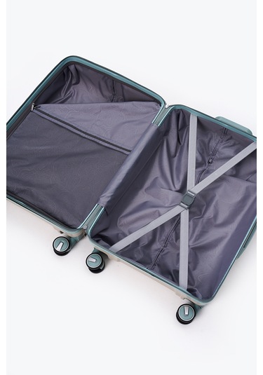 Elatae Exclusive Pro Polipropilen Kabin Boy Kırılmaz Valiz Bej - Mavi 5239