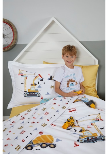 Özdilek Builder Tek Kişilik Lastikli Çarşaf Nevresim Takımı Çok Renkli