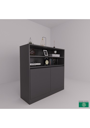 Çok Amaçlı Saklama Dolabı Kapaklı Ve Raflı Antrasit