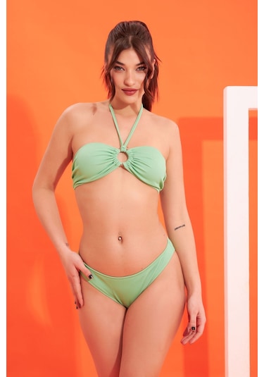 Loya Kadın Yeşil Fitilli Straplez Tek Üst Bikini