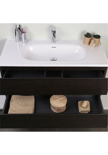 Kobos Lignum 100 Cm Banyo Dolabı Seti Watson Siyah
