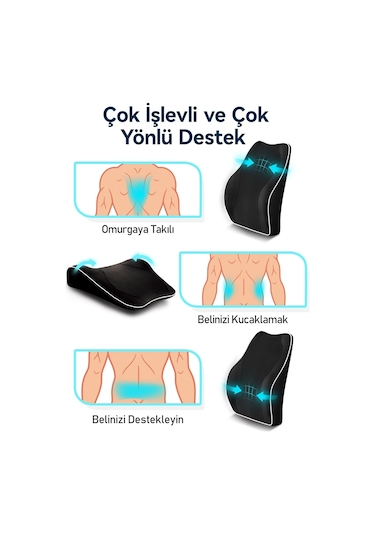 Tcherchi Ergonomik Bel Desteği Minderi, Araba Koltuğu İçin Hafızalı Köpük Sırt Desteği, Anti-statik Kılıflı Sırtlık Ofis Oyun Koltuğu