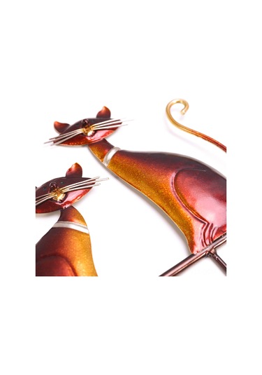 Qingmipy Vintage Kedi Desenli Duvar Askısı - Çok Amaçlı Dekoratif Mont, Çanta Ve Anahtarlık Tutucu Kırmızı