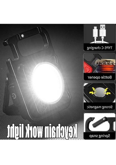 Ulzyvf Usb Tirbuşon Siyah Şarj Mini Led Kamp Işık Fonksiyonlu Feneri El Edilebilir Çok Cob Açık Qi Siyah