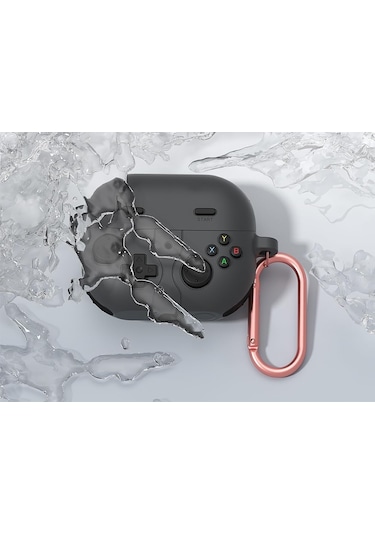 Samsung Galaxy Buds 3 / Galaxy Buds 3 Pro Uyumlu Silikon Kılıf Anahtarlıklı Kılıf Siyah