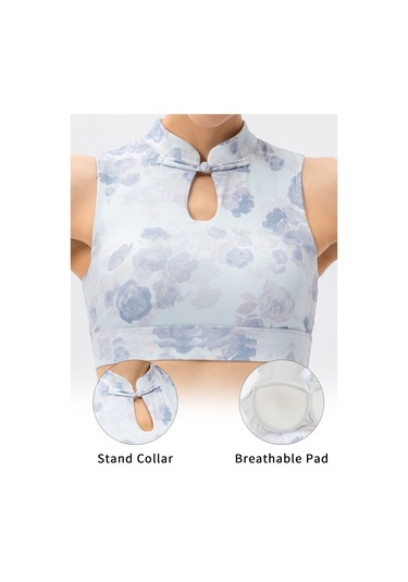 Skycity Kadınlar İçin Yoga Sporcu Sütyeni, Dik Yaka, Düğmeli, Baskılı, Kolsuz, Rahat, Koşu Ve Günlük Kullanım Açık Mor