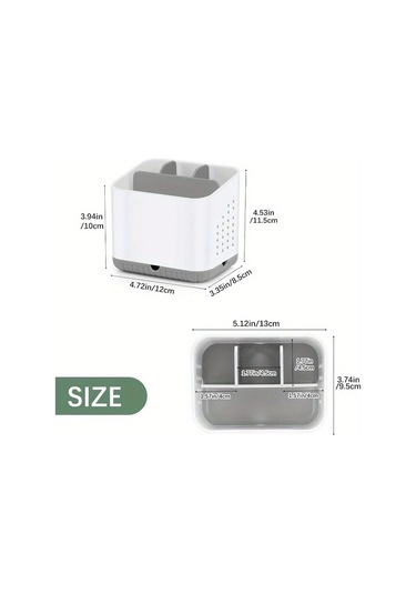 Elmpaly Beyaz Ve Gri Modern Diş Fırçası Askısı 4 Yuvalı Diş Macunu Saklama Plastik Banyo Depolama 1