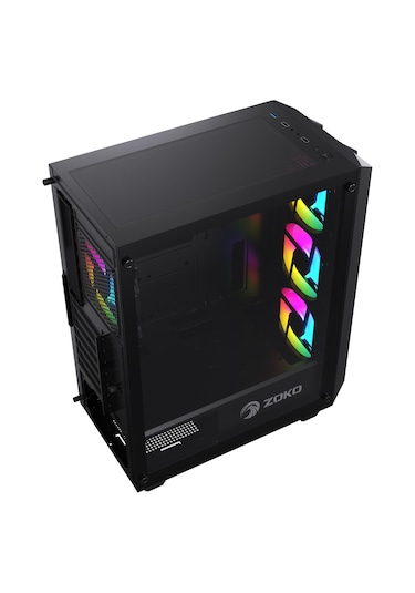 Zoko Hunter 600 W 4x12 CM Argb Fan Mesh Panel Temperli Cam Bilgisayar Kasası