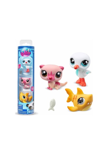 Littlest Pet Shop Minişler 3 Lü Figür Seti S1 - Su Samuru Martı Köpekbalığı - 5 Cm