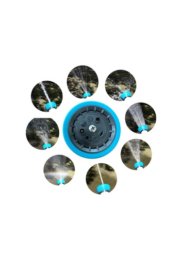 Lemestar Bahçe Yüksek Basınçlı Metal Hortum Püskürtme Tabancası - 8 Ayarlı Sprey Modu, Gri + Mavi Emzikli 1 Set