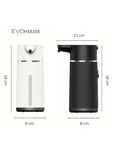 Evo House Otomatik Sensörlü Köpük Sıvı Sabunluk - Şarjlı- Dijital Led Ekran - Duvara Monte - E15 Model Siyah