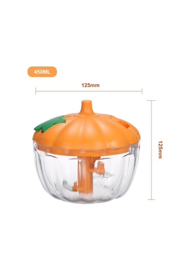 Xindoker Manuel Gıda Dilici - 450ml El İle Sarımsak, Sebze, Baharat Çırpıcı - Safe Pp Malzeme, Hızlı Temizlenebilir Mutfak Aleti Turuncu