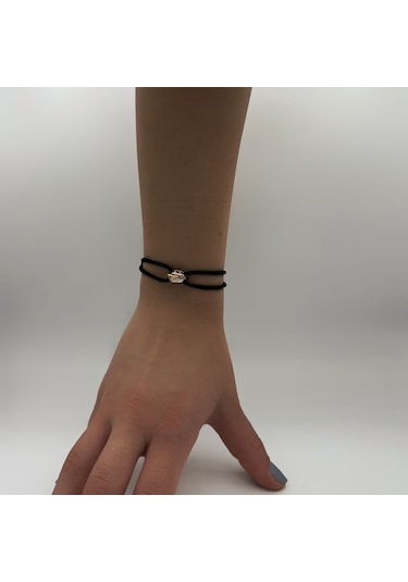 Bayan Trinity Bileklik Siyah İpli Tasarım