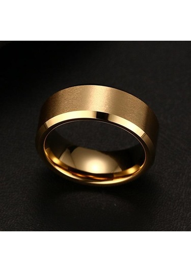 8mm Titanyum Çelik Bant Düğün Nişan Takıları Siyah Erkek Yüzüğü Moda Parti Yüzüğü Takı Ave Altın