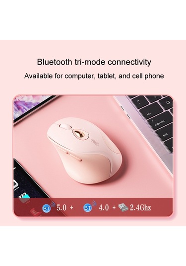 Inphic Dr801 2.4g Bluetooth 5.0 / 4.0 Kablosuz Fare Usb Üç Modlu Dilsiz Şarj Edilebilir Kızlar Ofis Ev Oyun Fare Pembe Diğer