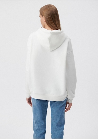 Mavi M1600361-81964-fw Mavi Logo Kapüşonlu Sweatshırt Kırık Kadın Sweatshirt M1600361-81964-R2728 Kırık Beyaz