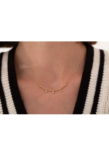 Reis T10343 Trio Line Kolye Altın