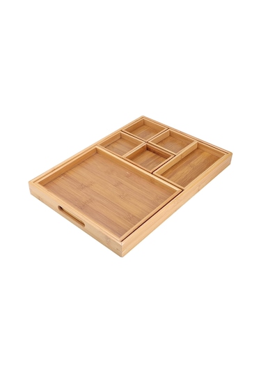 Meyve Tepsisi, Çay Töreni Aksesuarları Kombinasyonu Bambu Kurutulmuş Meyve Tepsisi Atıştırmalık Tabak Tutucu Ev Çay Töreni İçin