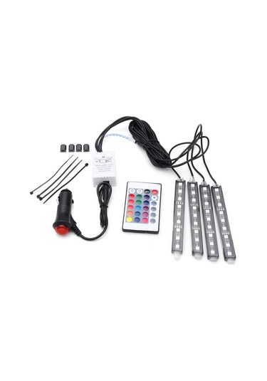 jmsstore 4 Adet Dekoratif Atmosfer Lambaları Araba İç Işık Uzaktan Kumanda İle 12v