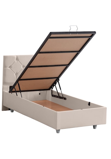 Glamis Tek Kişilik Baza Başlık Letto Yatak Seti - Krem 120 x 200