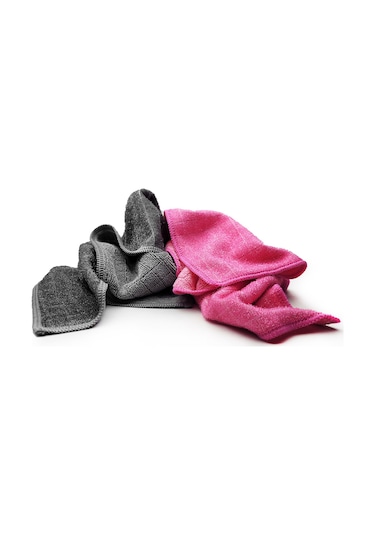 Hobee 2'li Kareli Simli Ovma Bezi 40x40 320gsm - Pembe/Gri
