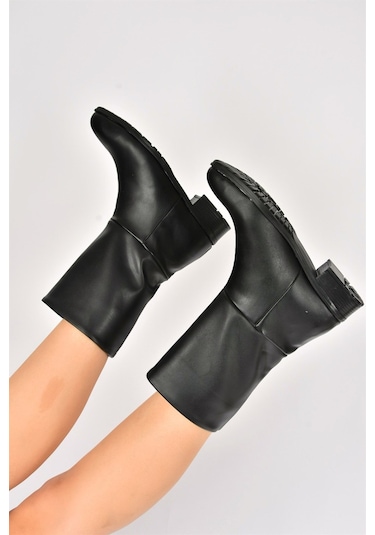 Fox Shoes  Siyah Düz Taban Günlük Kadın Bot L726597709 Siyah-Suni Deri