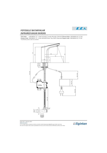 Eca 108108056 Luna Tek Su Girişli Fotoselli Lavabo Bataryası