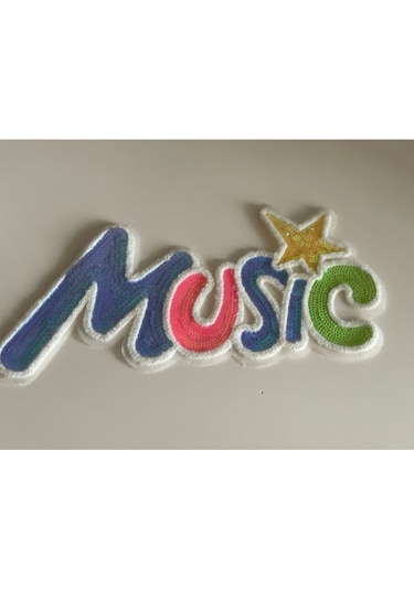 24x13 Cm Renkli Music Yıldızlı Yazılı Aplike Renkli
