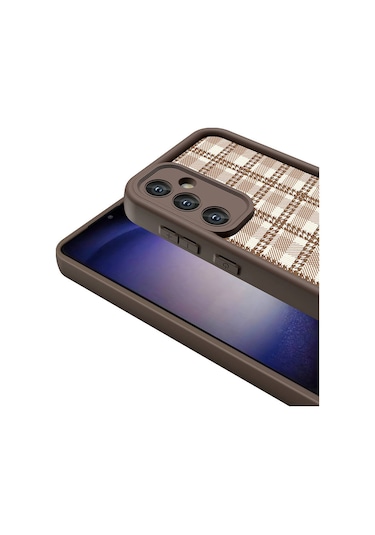 Galaxy Uyumlu S23 Fe Kılıf Kamera Korumalı Baskılı Arka Yüzey Tchs Klas Kapak - Açık Kahve Açık Kahve