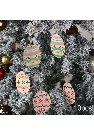 Lijinxu Magideal Paskalya Ahşap Asılı Hediye Etiketleri Dıy El 7cmx5.8cm